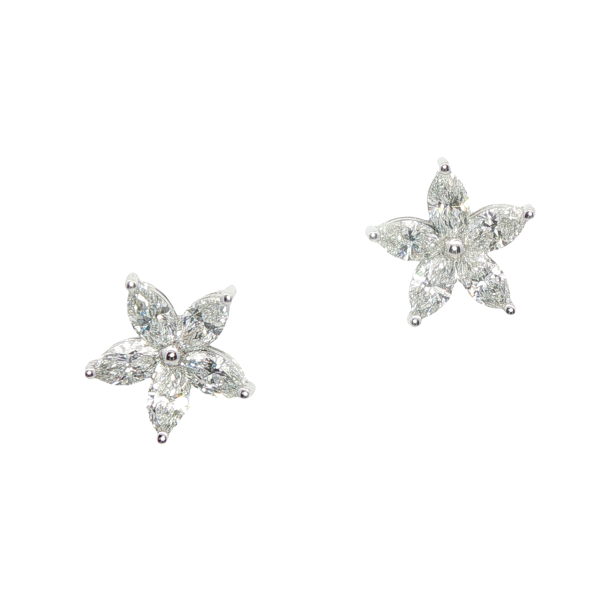 18 Carat White Gold and Diamond Flower Studs